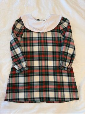 Beaufort Bonnet Plaid Long Sleeve Dress with White Peter Pan Collar